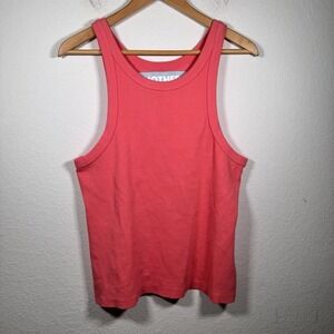 Mother The Chin Ups Sleeveless Ribbed Tank Top in‎ Pink | Size XL